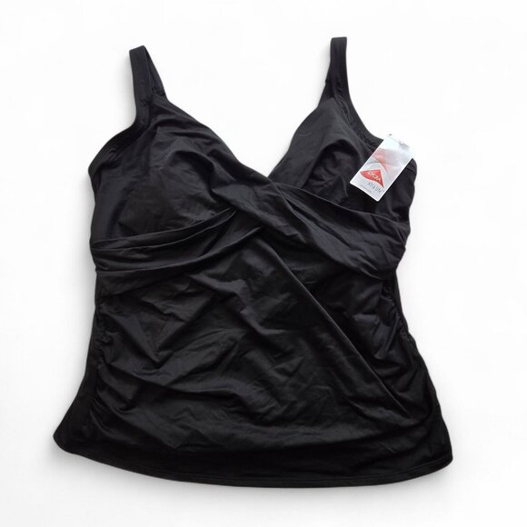 Lands' End Other - NWT Lands End Black Women's 16DD V-Neck Wrap Underwire Tankini Swimsuit Top